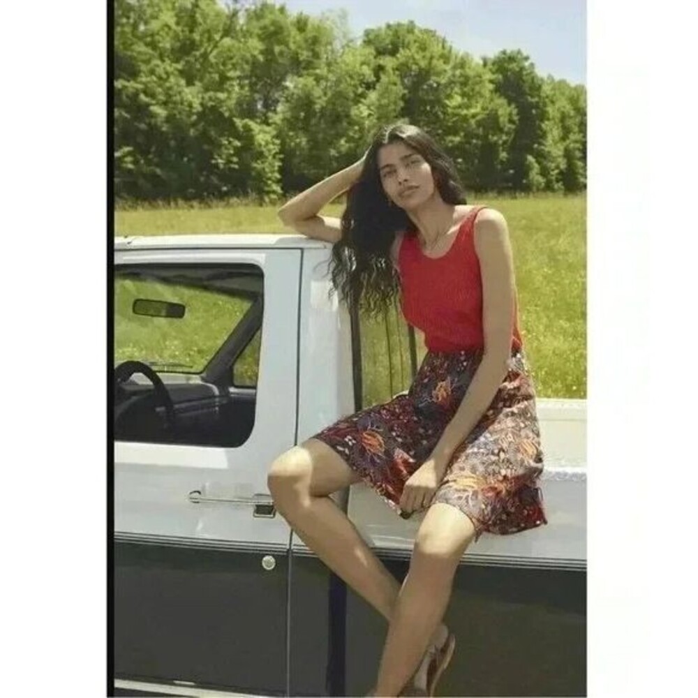 BY ANTHROPOLOGIE OB1142240 Sisters Gulassa Blue Orange Floral Skirt SIZE XS